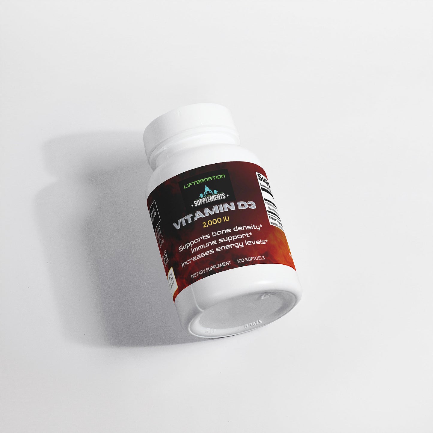 LifterNation Vitamin D3 2,000 IU (100 Softgels)