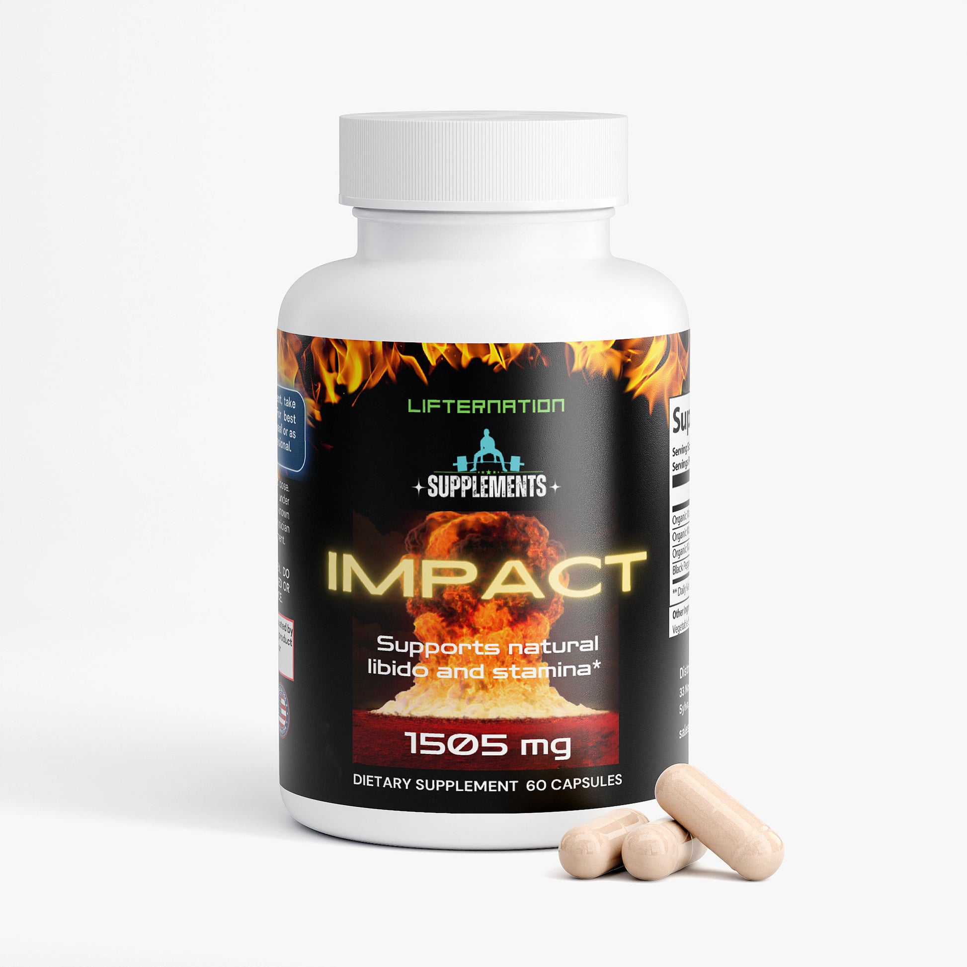 LifterNation Impact 1505mg (60 Capsules) Natural Extracts LifterNation Supplements