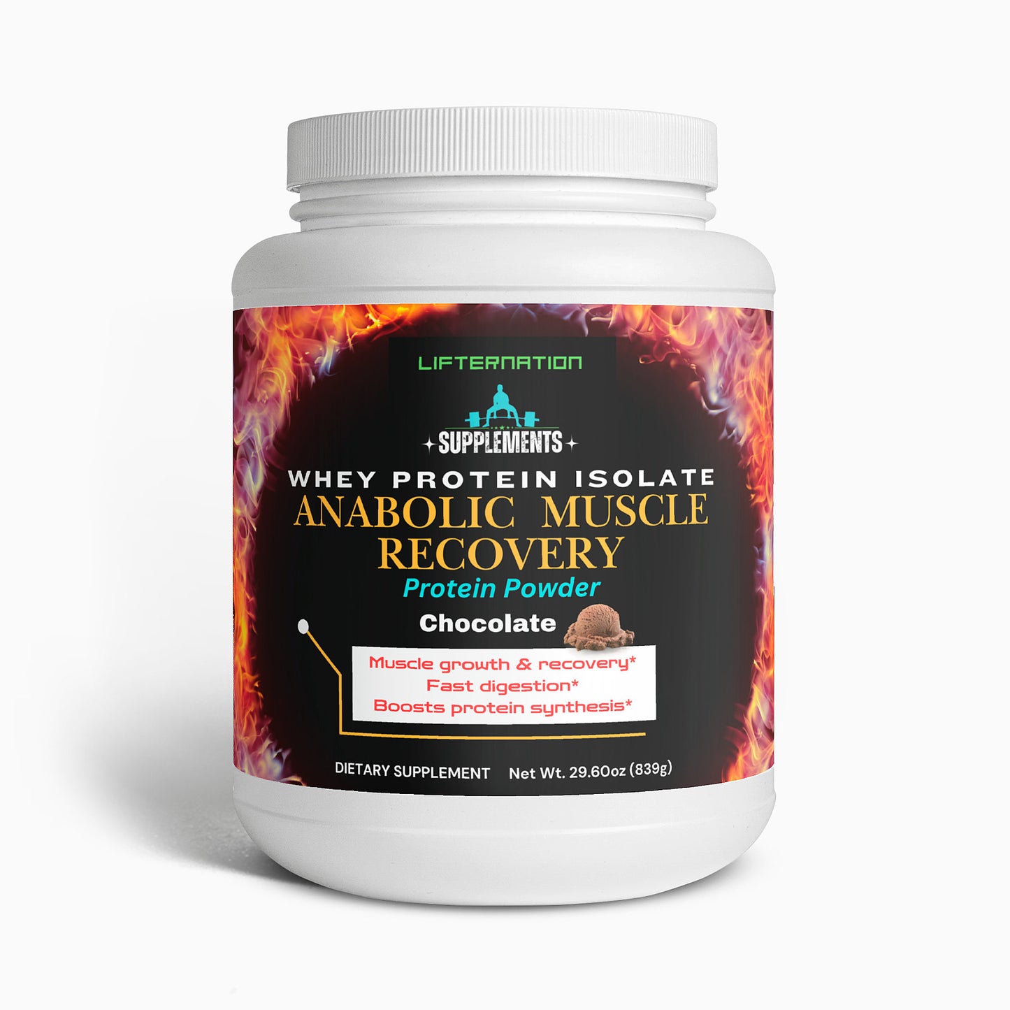 LifterNation Anabolic Muscle Recovery Whey Protein Isolate 2lbs (Chocolate)