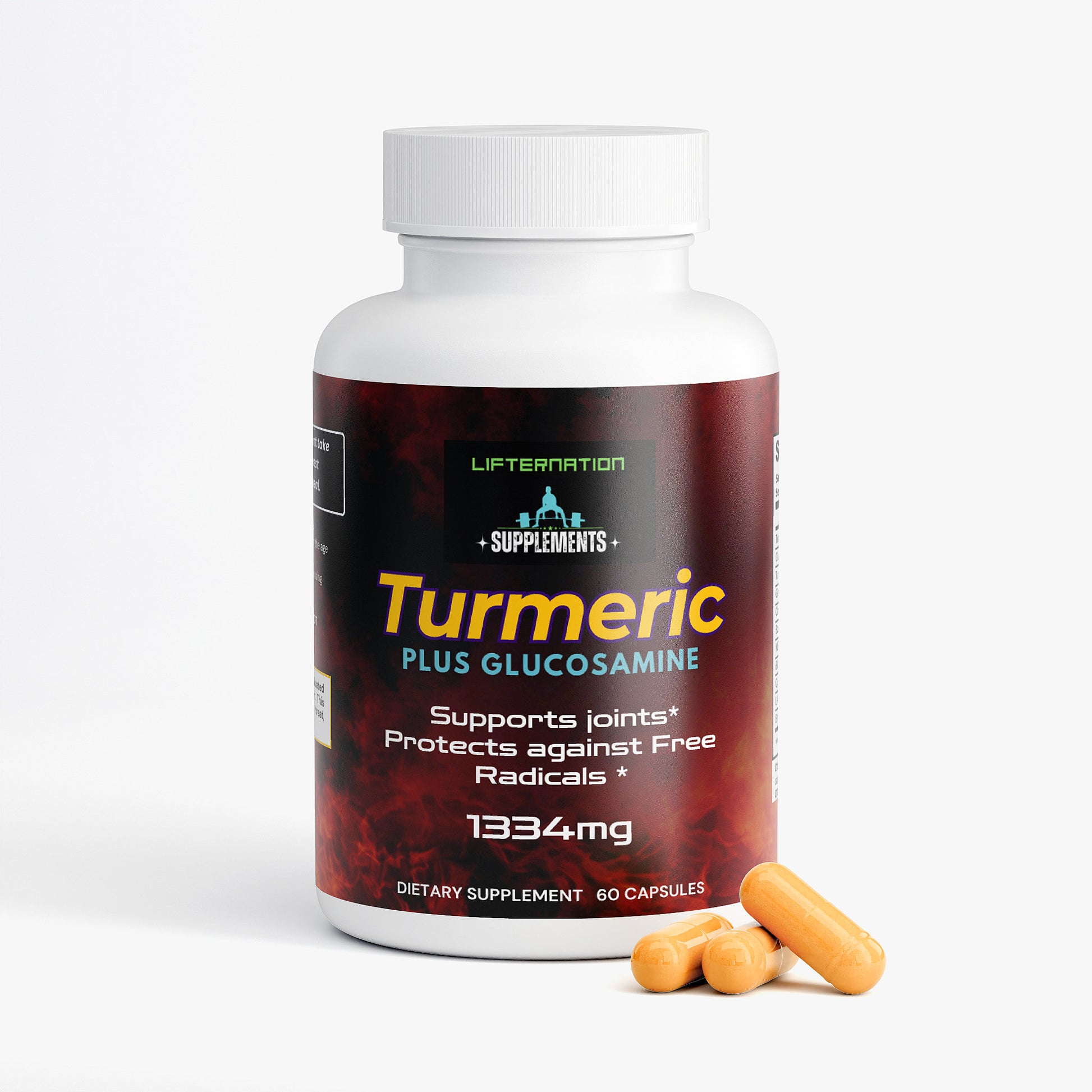LifterNation Turmeric Plus Glucosamine (60 Capsules) Natural Extracts LifterNation Supplements