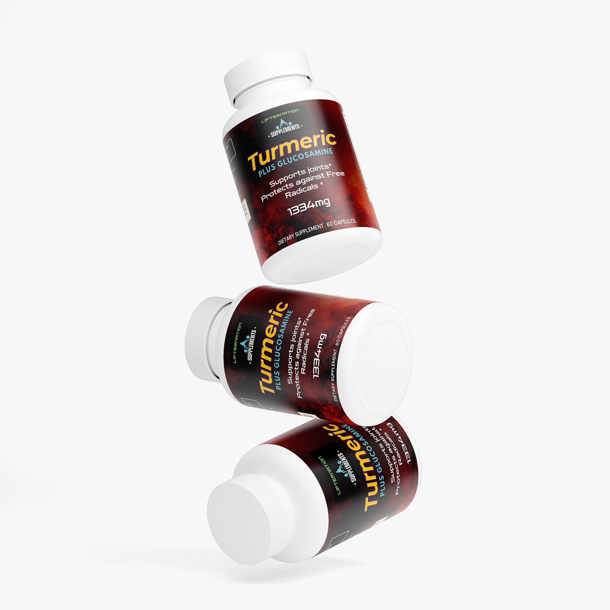 LifterNation Turmeric Plus Glucosamine (60 Capsules) Natural Extracts LifterNation Supplements