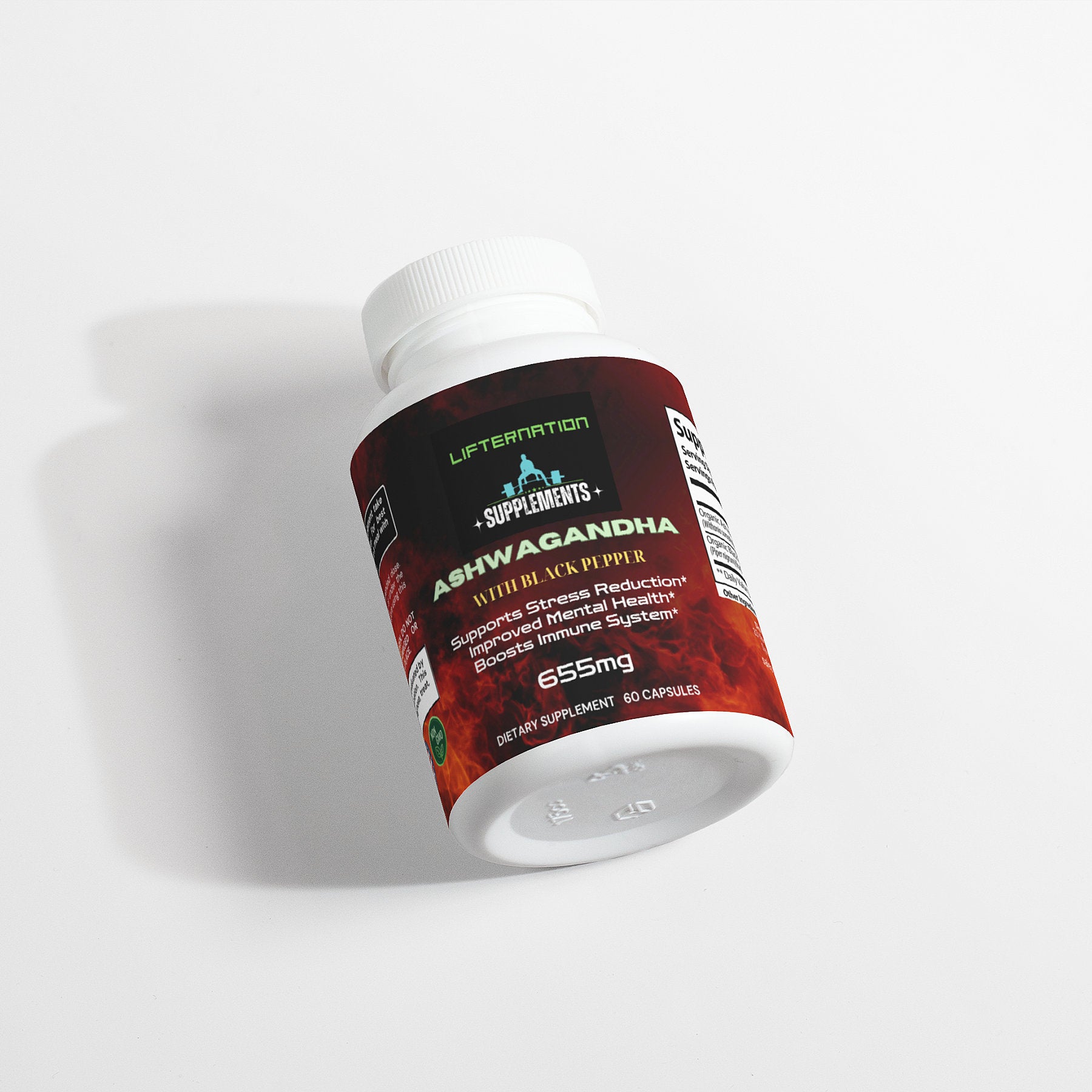 LifterNation Ashwagandha with Black Pepper (60 Capsules) Natural Extracts LifterNation Supplements