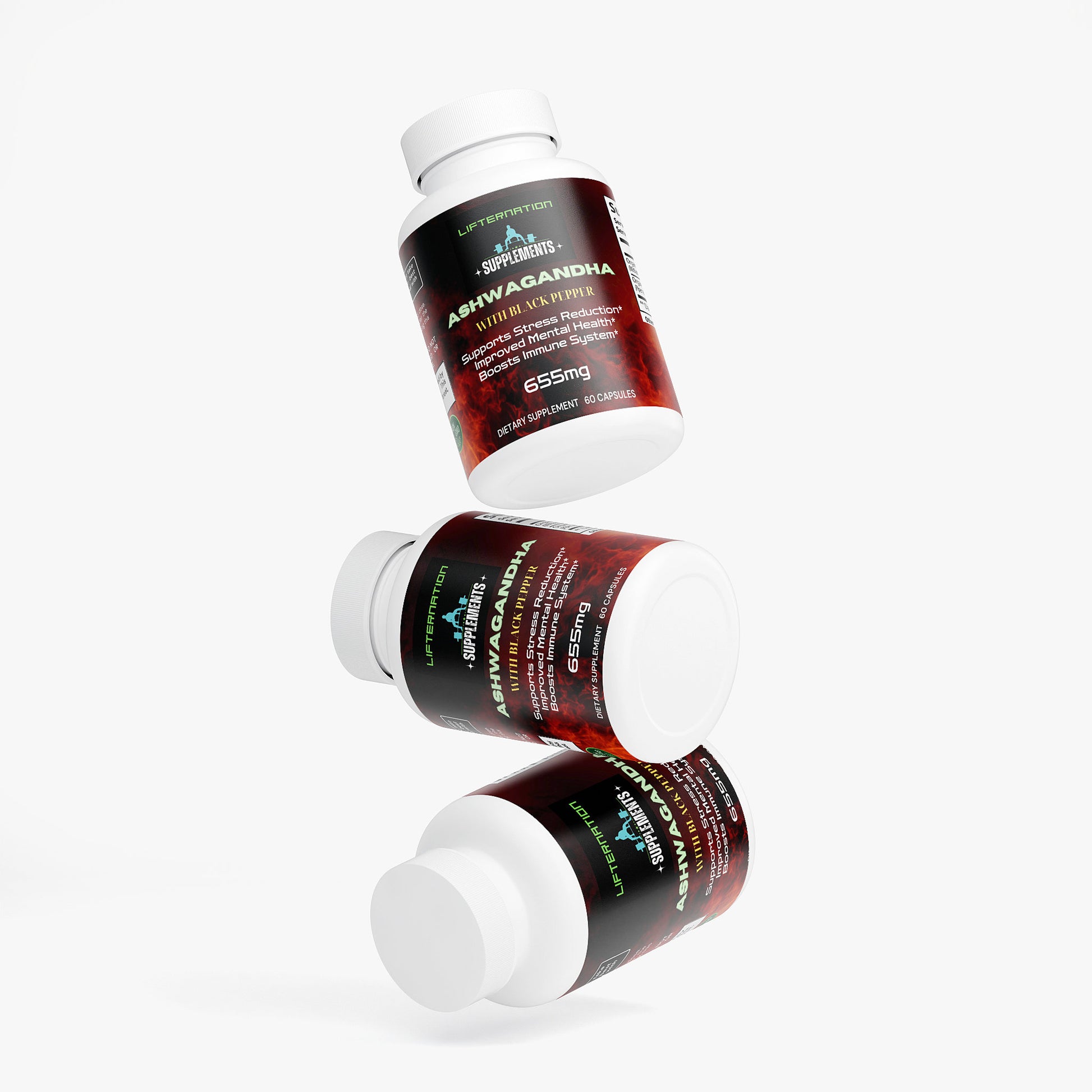 LifterNation Ashwagandha with Black Pepper (60 Capsules) Natural Extracts LifterNation Supplements