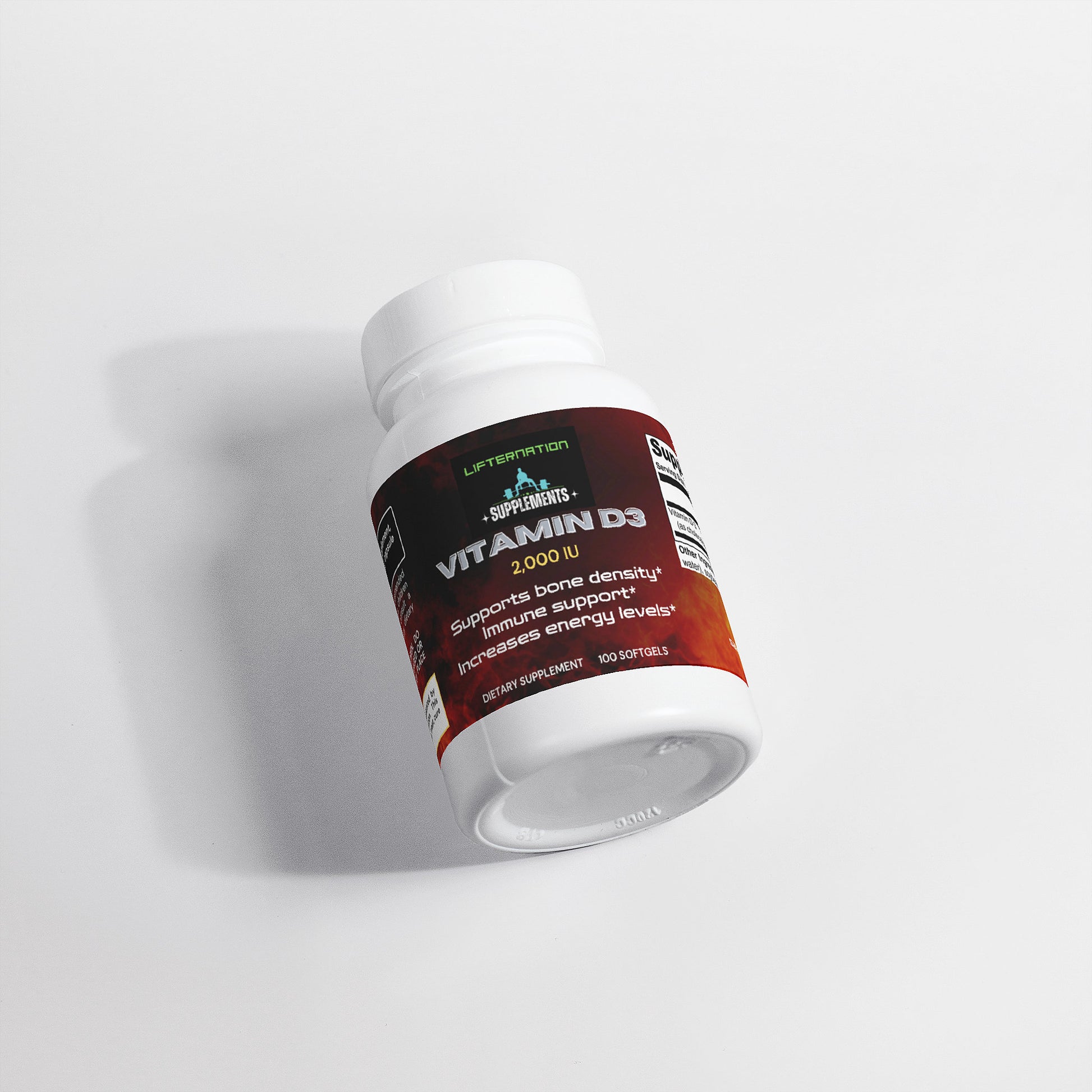 LifterNation Vitamin D3 2,000 IU (100 Softgels) Vitamins & Minerals LifterNation Supplements