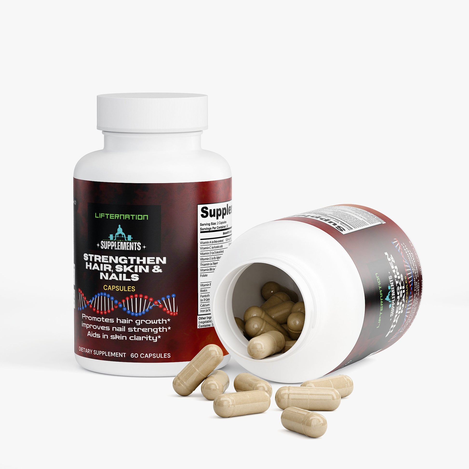 LifterNation Strengthen Hair, Skin and Nails (60 Capsules) Vitamins & Minerals LifterNation Supplements