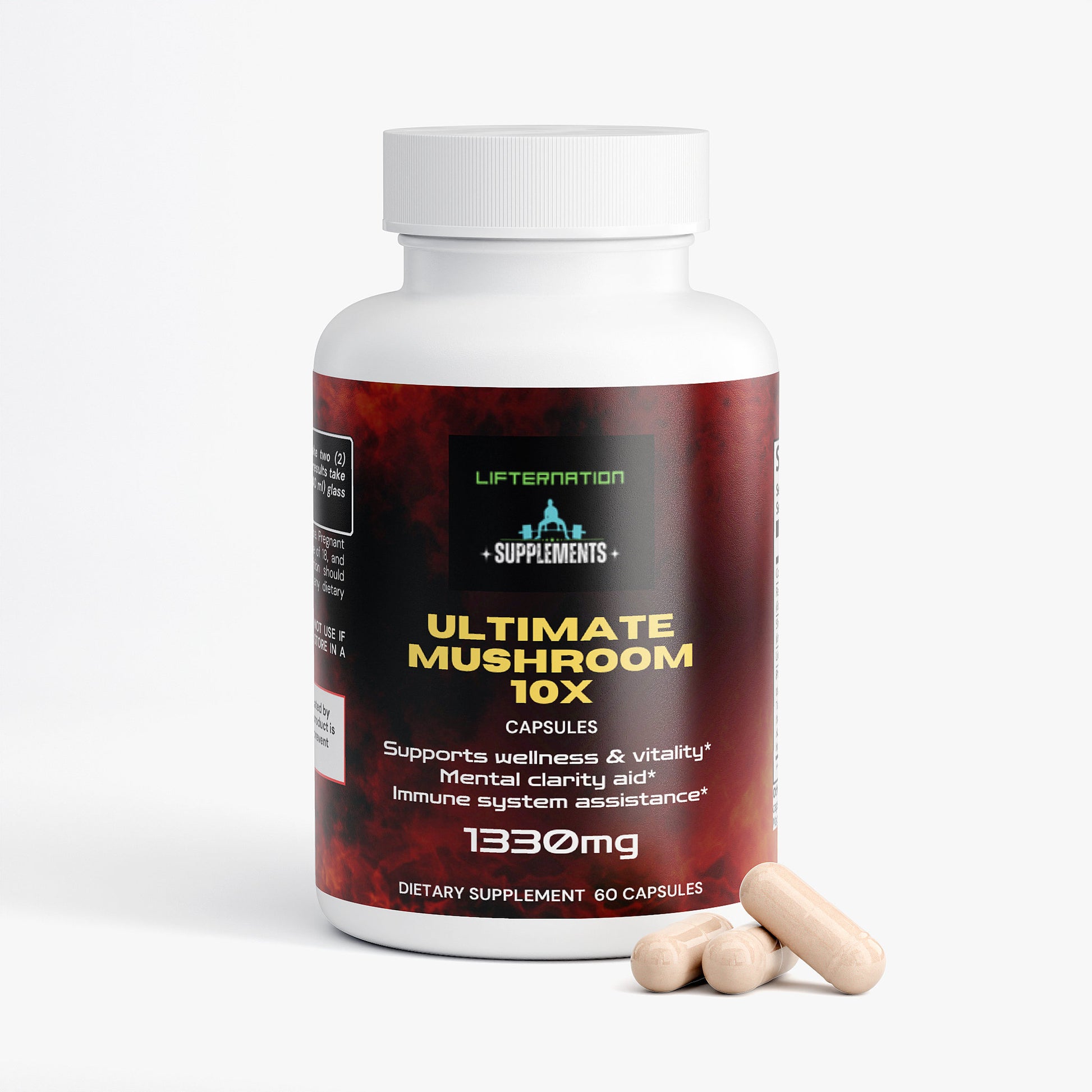 LifterNation Ultimate Mushroom Complex 10X (60 Capsules) Natural Extracts LifterNation Supplements