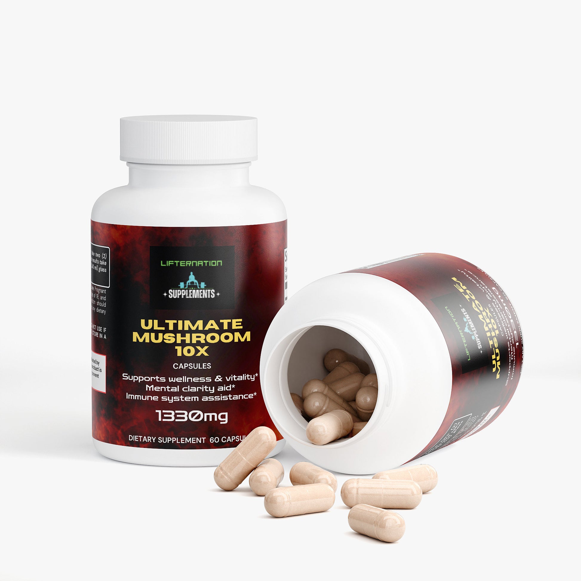LifterNation Ultimate Mushroom Complex 10X (60 Capsules) Natural Extracts LifterNation Supplements