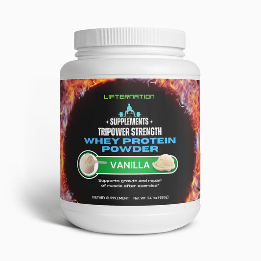 LifterNation Tripower Strength Whey Protein Powder 2lbs (Vanilla)