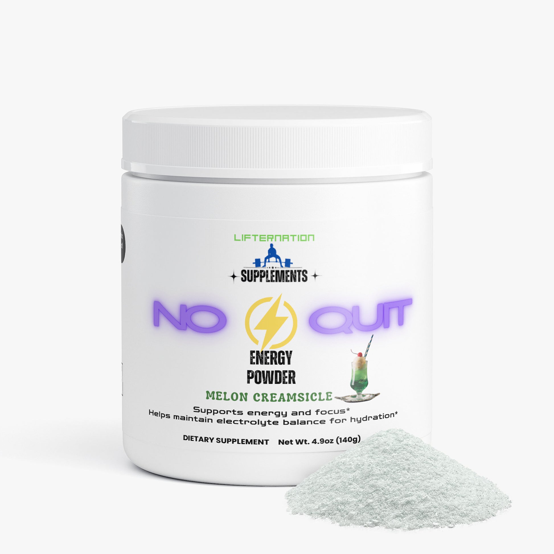 LifterNation No Quit Energy Powder (Melon Creamsicle) Specialty Supplements LifterNation Supplements