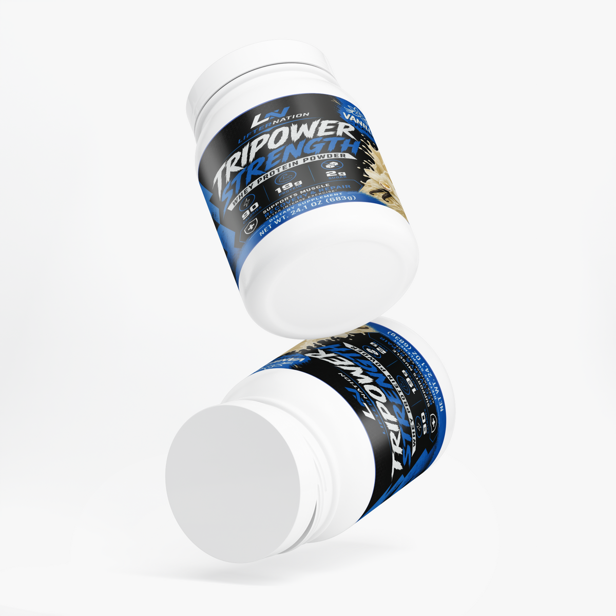 LifterNation Tripower Strength Whey Protein Powder 2lbs (Vanilla) Proteins & Blends LifterNation Supplements