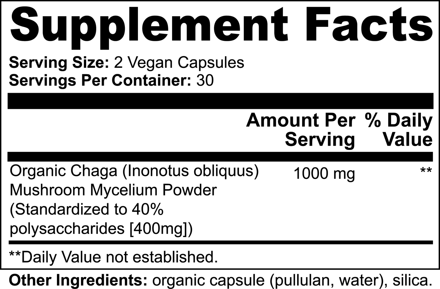 LifterNation Chaga Mushroom 1000mg (60 Capsules)
