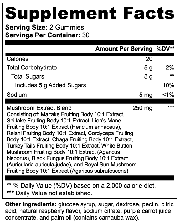 LifterNation Mushroom Extract Complex (60 Gummies) Natural Extracts LifterNation Supplements